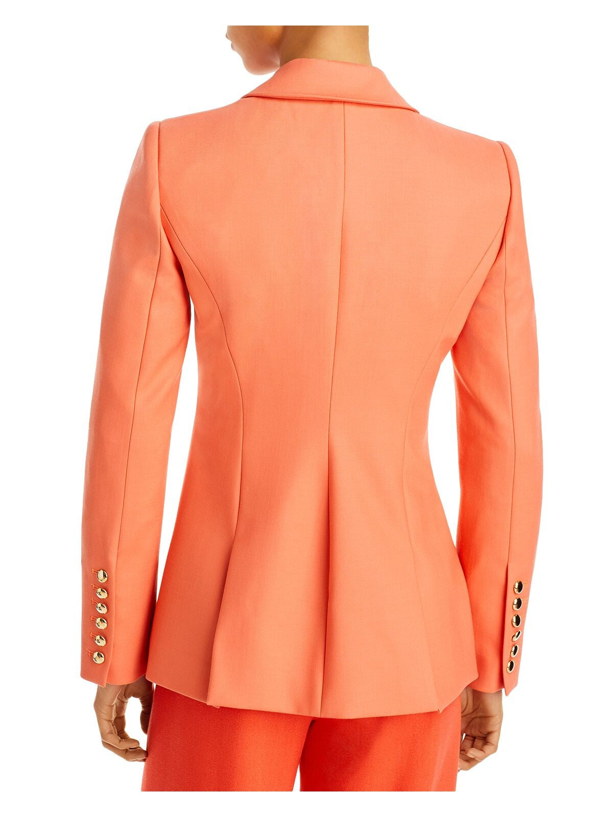 SERGIO HUDSON Womens Orange Textured Pocketed Lined Shoulder Pads Back Slits Wear To Work Blazer Jacket 10