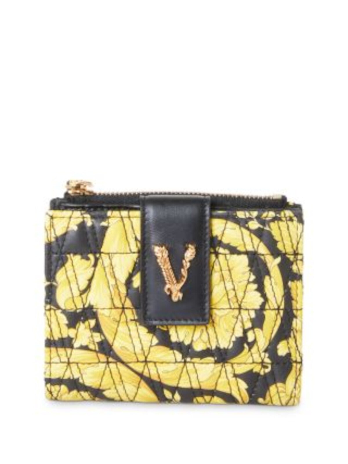 VERSACE Women's Black Floral Leather Strapless Wallet