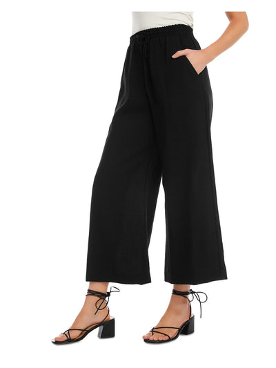 KAREN KANE Womens Black Pocketed Sheer Elastic Waist Drawstring Wide Leg Pants XL