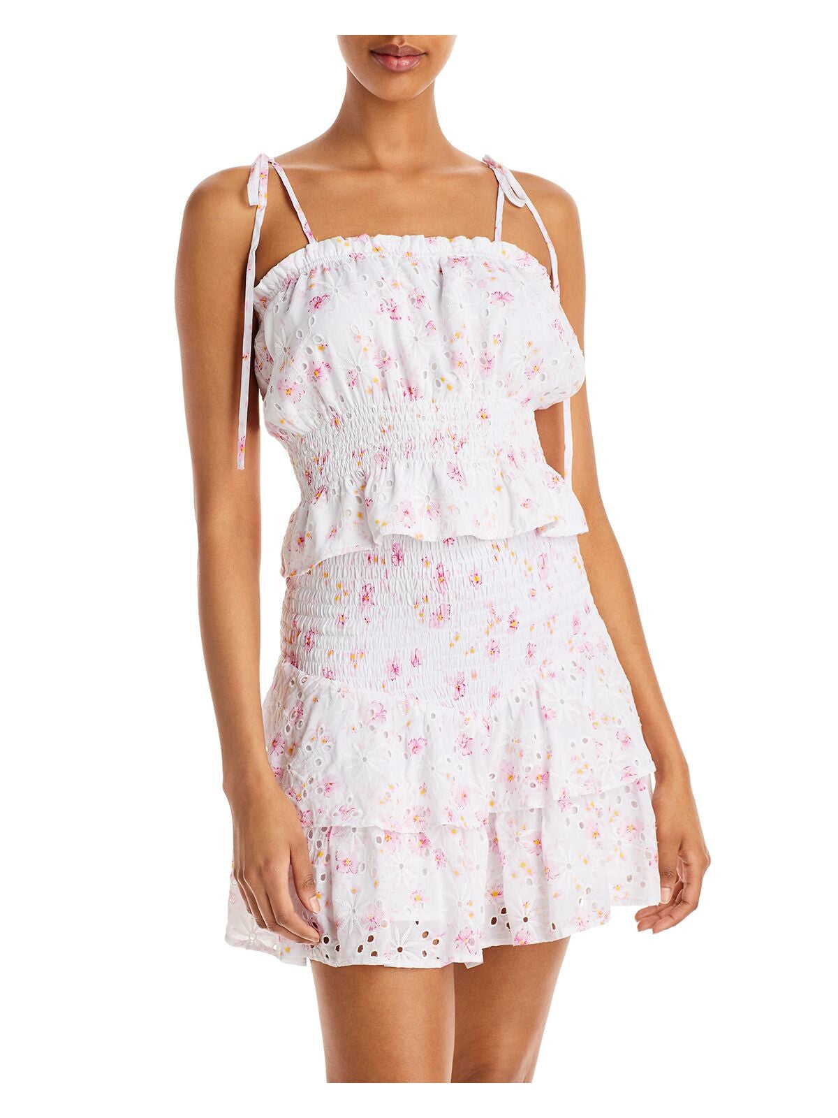 LUCY PARIS Womens Eyelet Sleeveless Square Neck Tie at Shoulders Crop Top