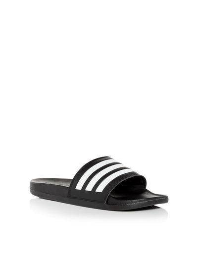 ADIDAS Womens Black Colorblocked Stripe Traction Pattern Sole Cushioned Adilette Comfort Round Toe Slip On Slide Sandals Shoes 10