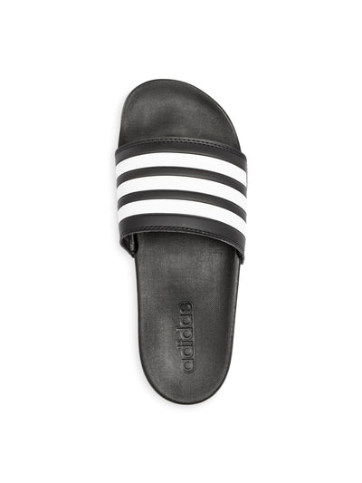 ADIDAS Womens Black Colorblocked Stripe Traction Pattern Sole Cushioned Adilette Comfort Round Toe Slip On Slide Sandals Shoes 10