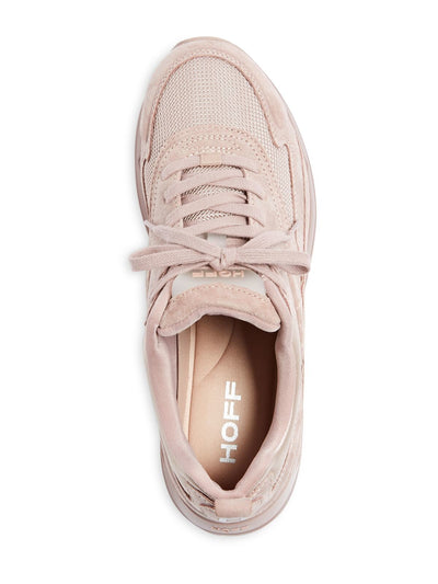 HOFF Womens Pink Mixed Media Padded Tongue And Heel Back Pull Tab Cushioned Logo Mars Round Toe Platform Lace-Up Athletic Sneakers Shoes 7.5