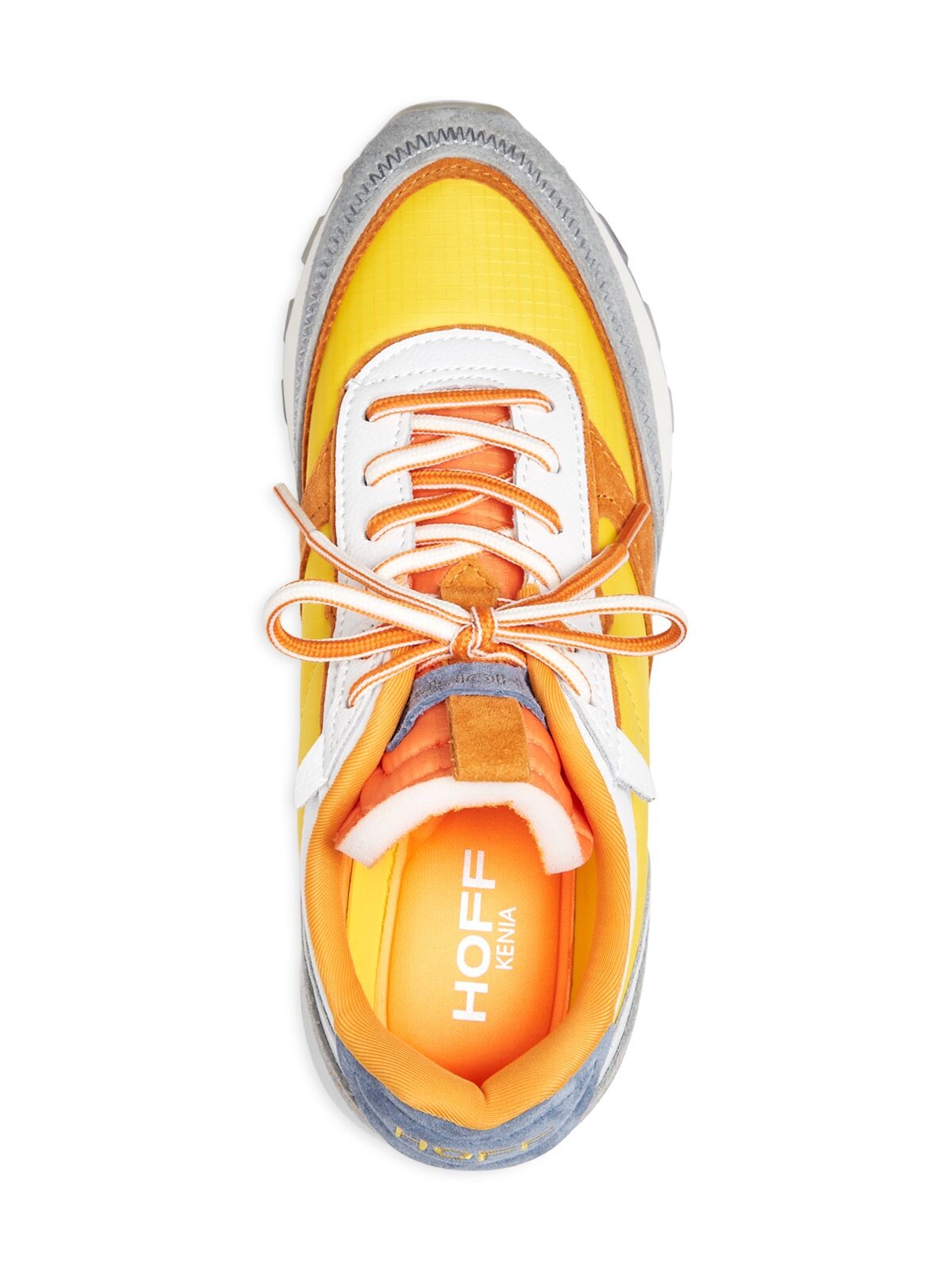 HOFF Womens Yellow Pull Tab Removable Insole Logo Kenia Round Toe Wedge Lace-Up Athletic Sneakers Shoes