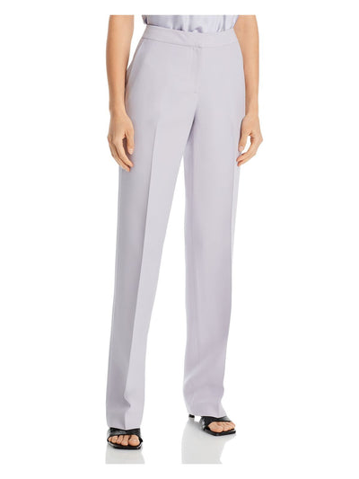 LAFAYETTE 148 NEW YORK Womens Purple Zippered Pocketed Hook And Bar Closure Wear To Work Straight leg Pants 4