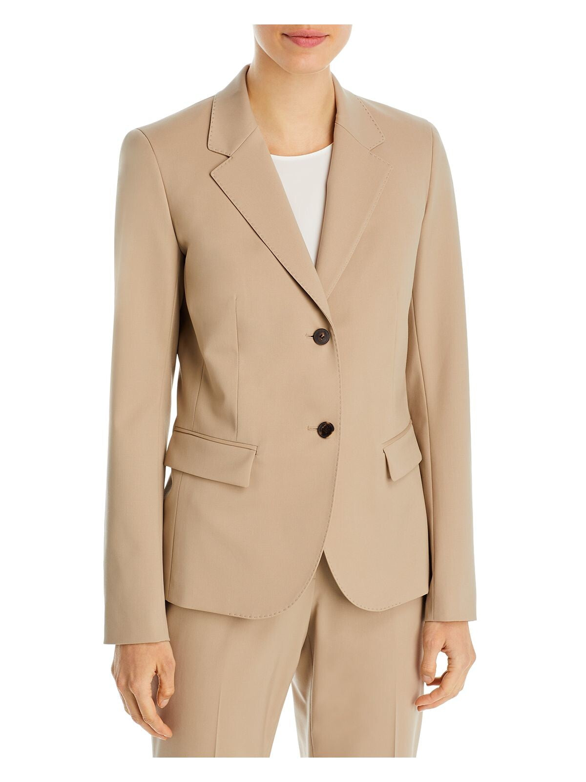 LAFAYETTE 148 NEW YORK Womens Beige Pocketed Wear To Work Blazer Jacket 2