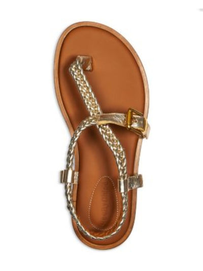 SEE BY CHLOE Womens Gold Metalic Braided Padded Nola Round Toe Buckle Thong Sandals Shoes 39.5