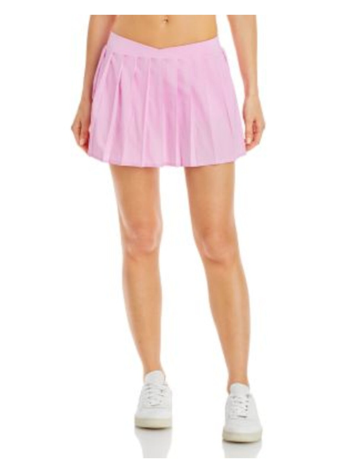 FRANKIES BIKINIS Womens Pink Pleated Built-in Shorts Lining Mini Active Wear A-Line Skort L