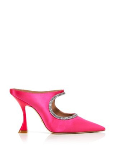 STUART WEITZMAN Womens Pink Padded Embellished Cut Out Curve Pointed Toe Slip On Dress Heeled Mules Shoes 10.5 B