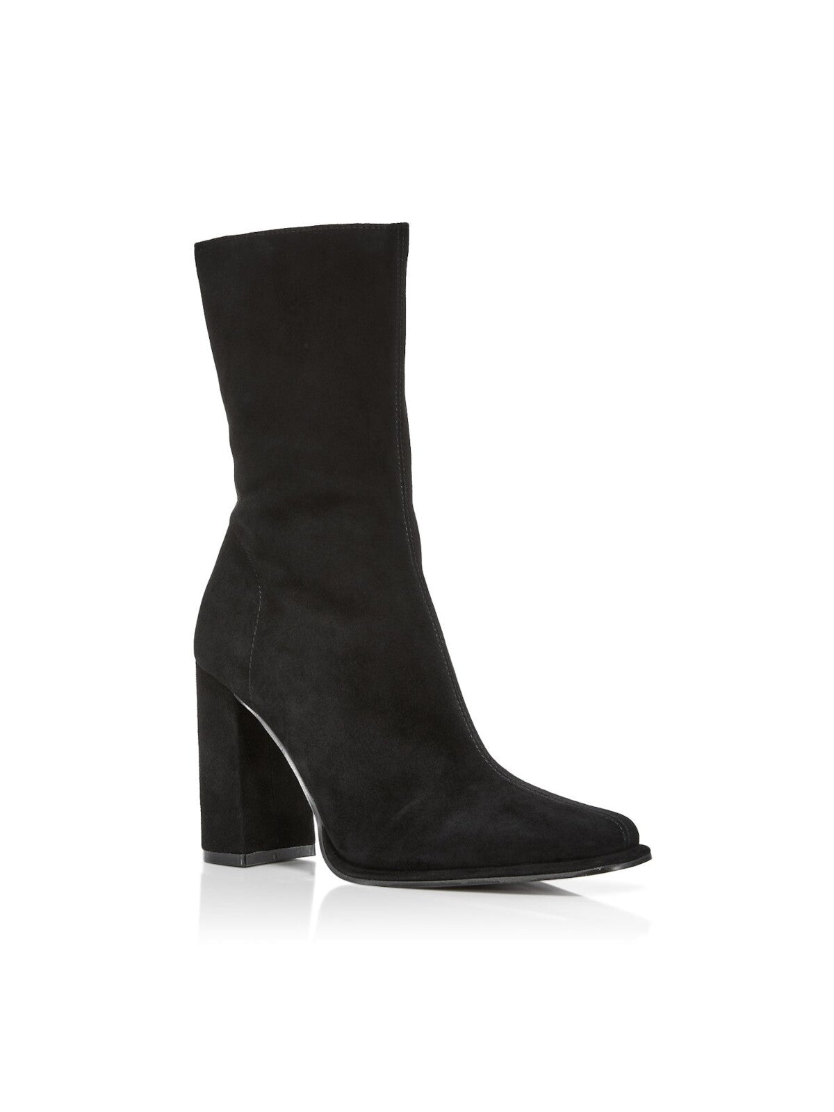 AQUA Womens Black Padded Law Square Toe Block Heel Zip-Up Leather Dress Boots 9 M