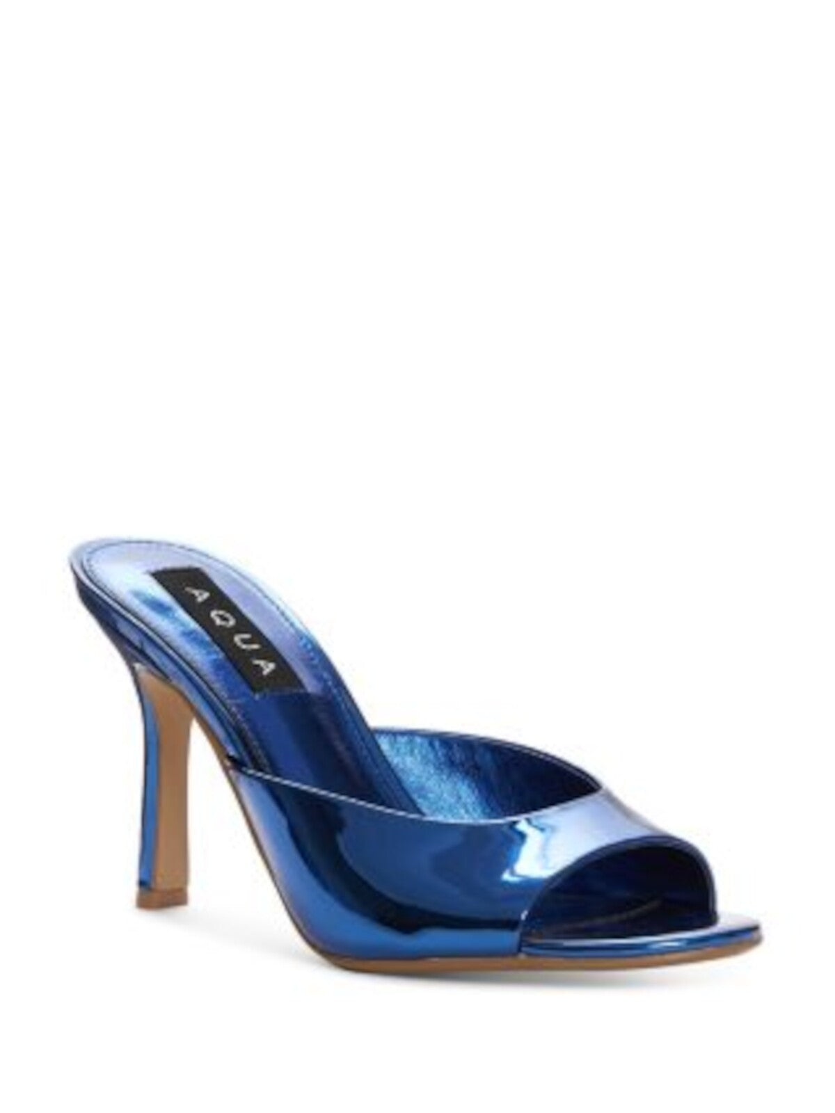 AQUA Womens Blue Metallic Maeve Reilly Peep Toe Stiletto Slip On Dress Heeled Sandal 9.5 M