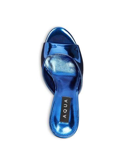 AQUA Womens Blue Metallic Maeve Reilly Peep Toe Stiletto Slip On Dress Heeled Sandal 8 M