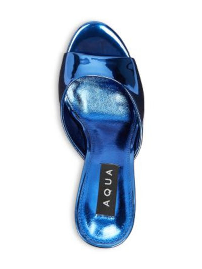AQUA Womens Blue Metallic Maeve Reilly Peep Toe Stiletto Slip On Dress Heeled Sandal 9.5 M