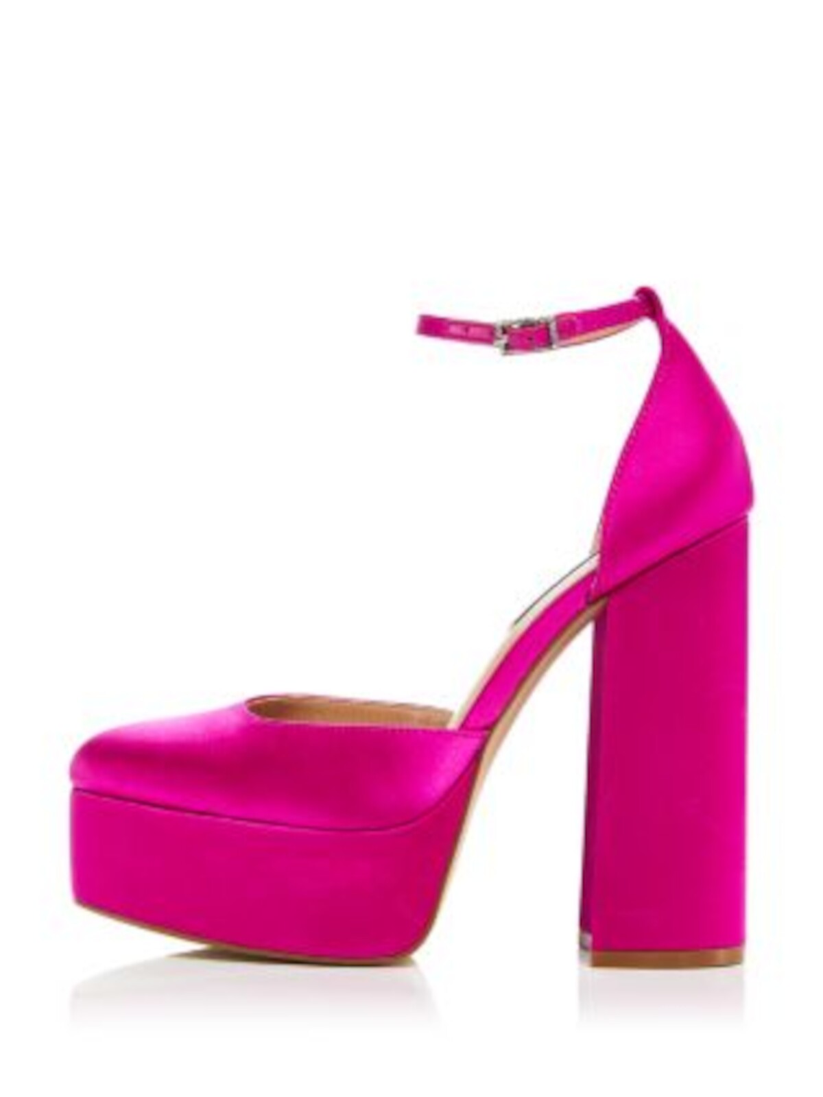 AQUA Womens Pink Goring 1" Platform Ankle Strap Embellished Padded Lisa Round Toe Block Heel Buckle Dress Heeled Sandal 6.5 M