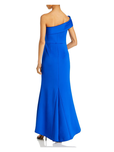 ELIZA J Womens Zippered Cap Sleeve Asymmetrical Neckline Full-Length Formal Gown Dress