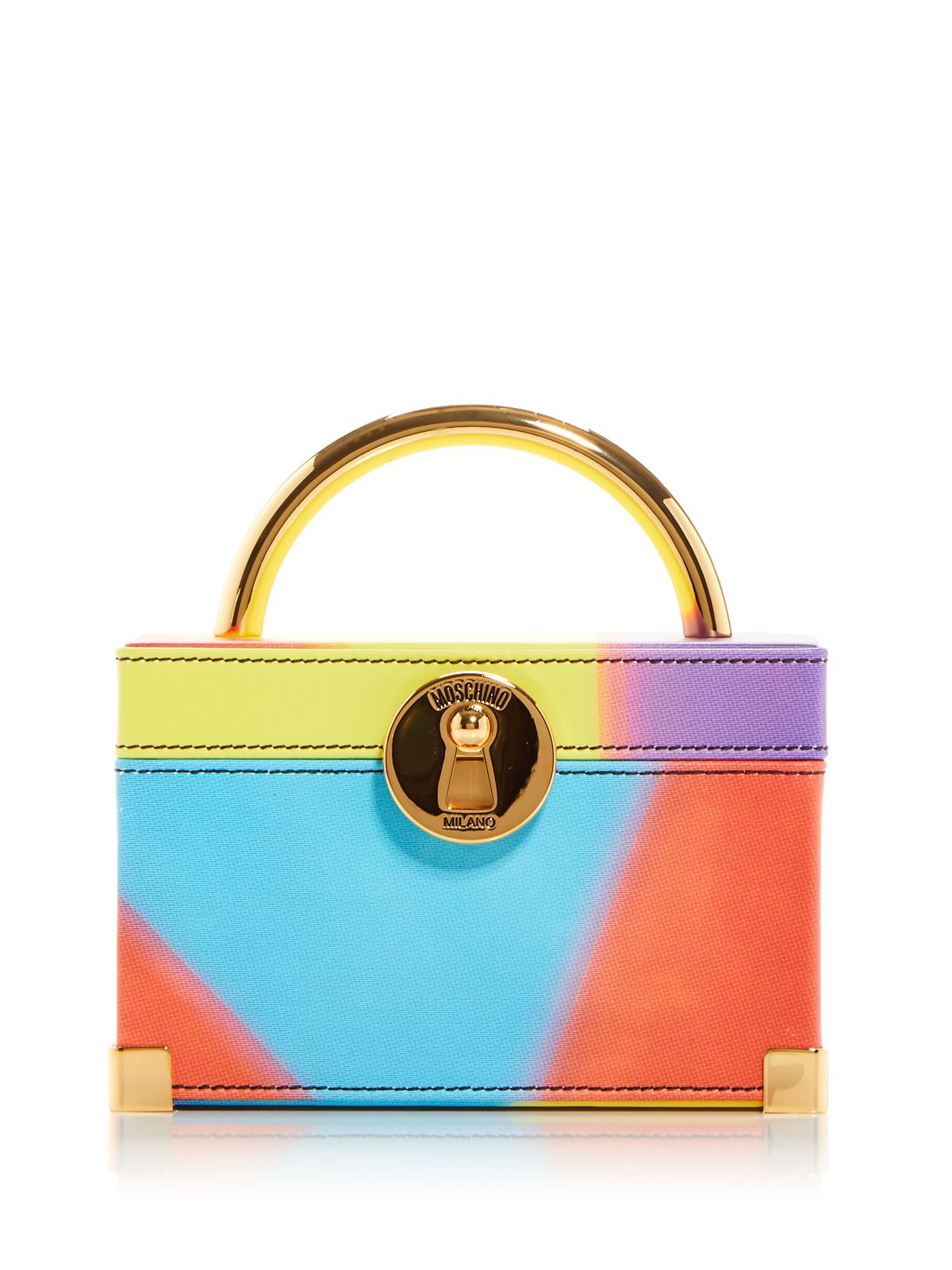 MOSCHINO Women's Yellow Color Block Top Handle Strap Handbag Purse