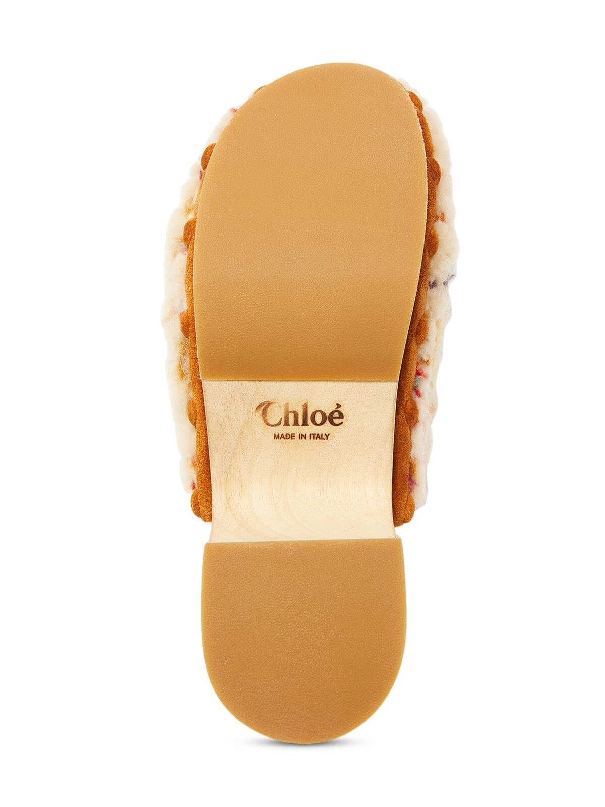 CHLOE Womens Beige Patterned 1" Platform Comfort Joy Round Toe Block Heel Slip On Clogs Shoes