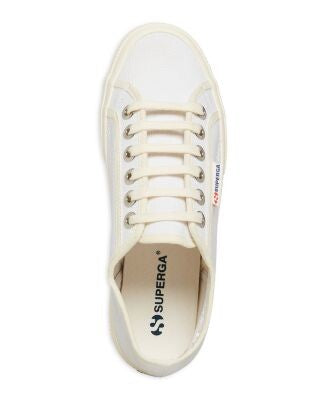 SUPERGA Womens White Comfort Logo 2750 Emrata Round Toe Platform Lace-Up Athletic Sneakers Shoes 10