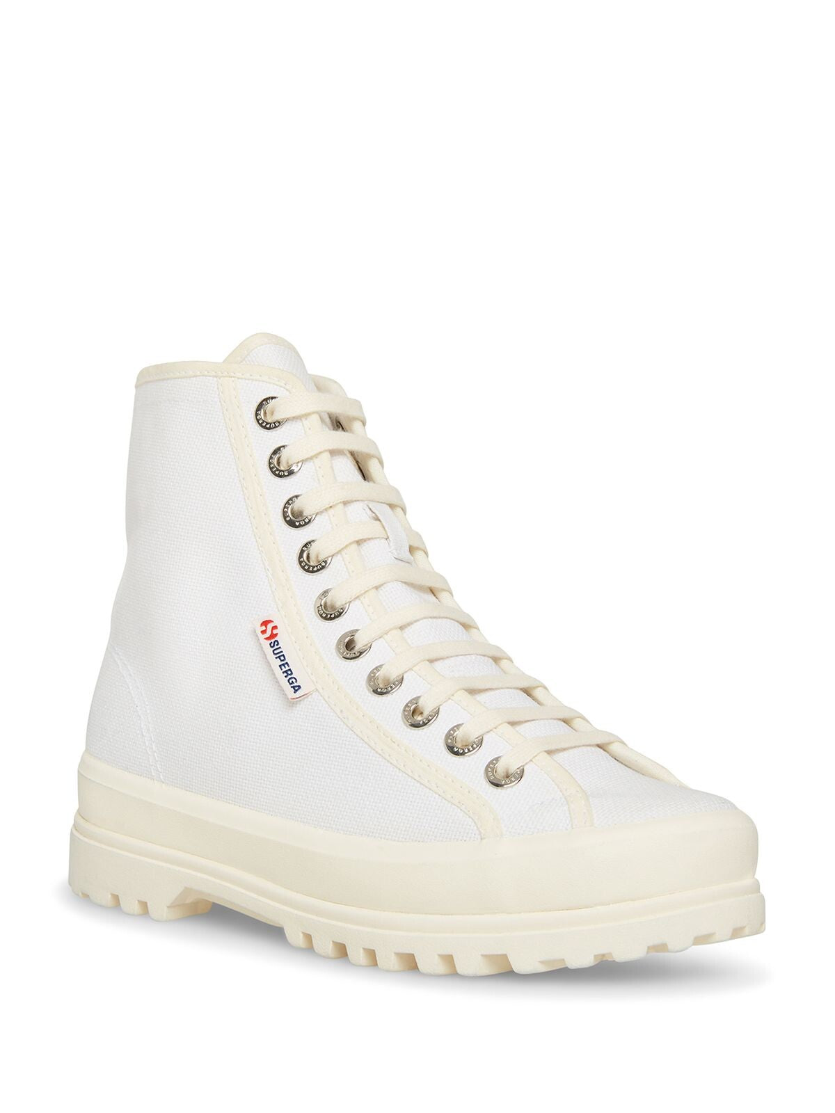 SUPERGA Womens White Logo Comfort 2636 Alpina Emrata Round Toe Platform Lace-Up Athletic Sneakers Shoes 8