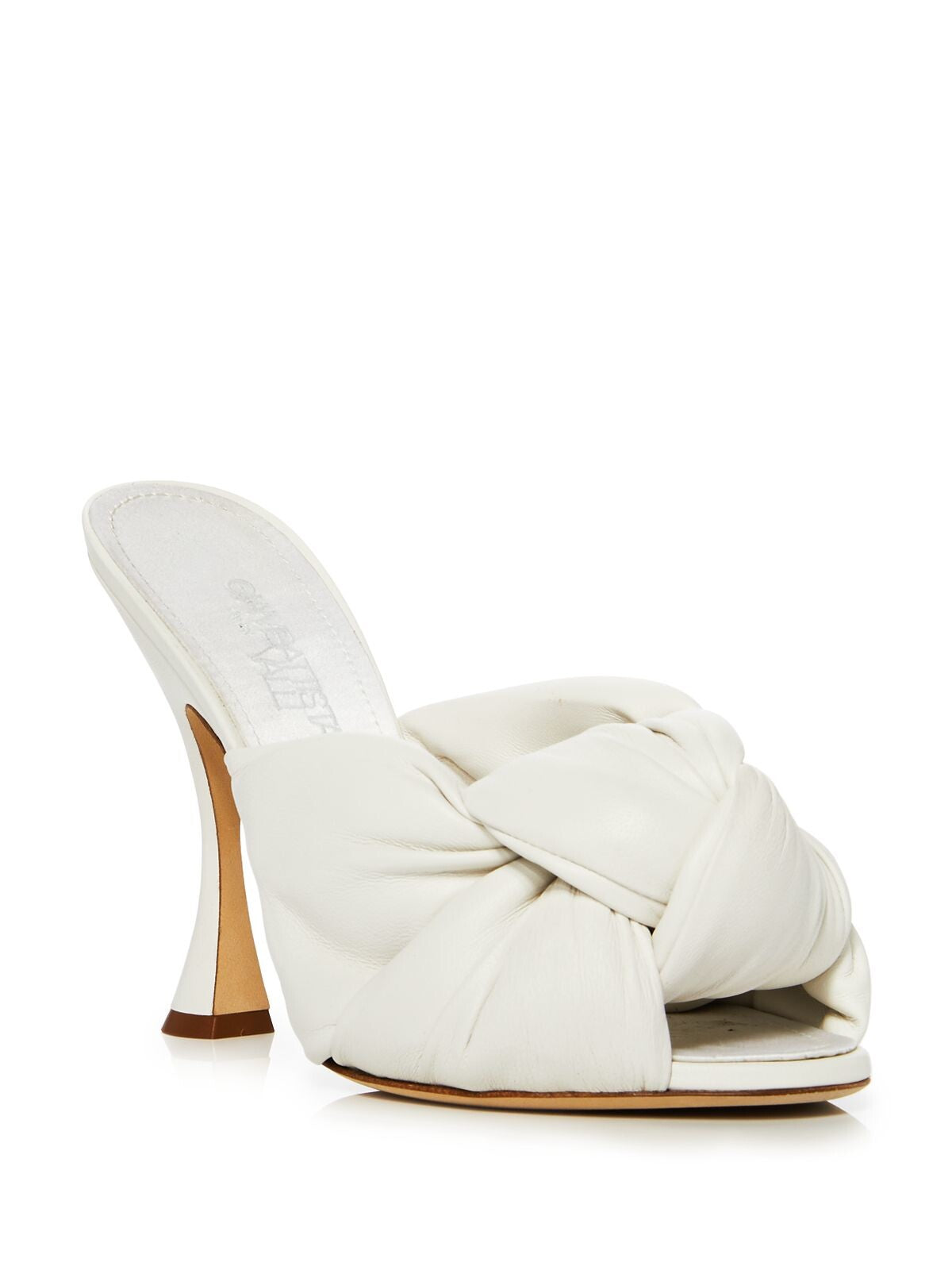 GIAMBATTISTA VALLI Womens White Knot Comfort Maxi Round Toe Stiletto Slip On Leather Dress Heeled Sandal 7.5