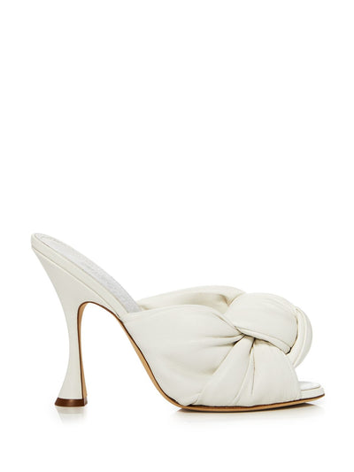 GIAMBATTISTA VALLI Womens White Knot Comfort Maxi Round Toe Stiletto Slip On Leather Dress Heeled Sandal 7