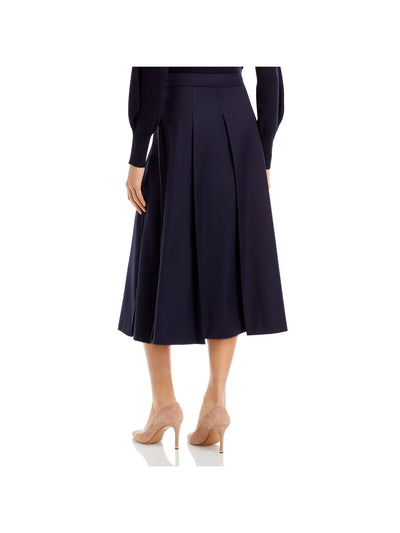 FABIANA FILIPPI Womens Navy Pleated Unlined Button Closure Belt Detail Midi Wear To Work Wrap Skirt 4\XS