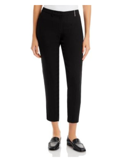 FABIANA FILIPPI Womens Black Zippered Pocketed Beaded Belt Loop Ankle Length Wear To Work High Waist Pants 10\L