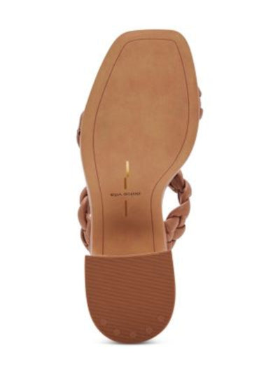 DOLCE VITA Womens Brown 1-1/2" Platform Braided Padded Wiley Square Toe Block Heel Slip On Heeled