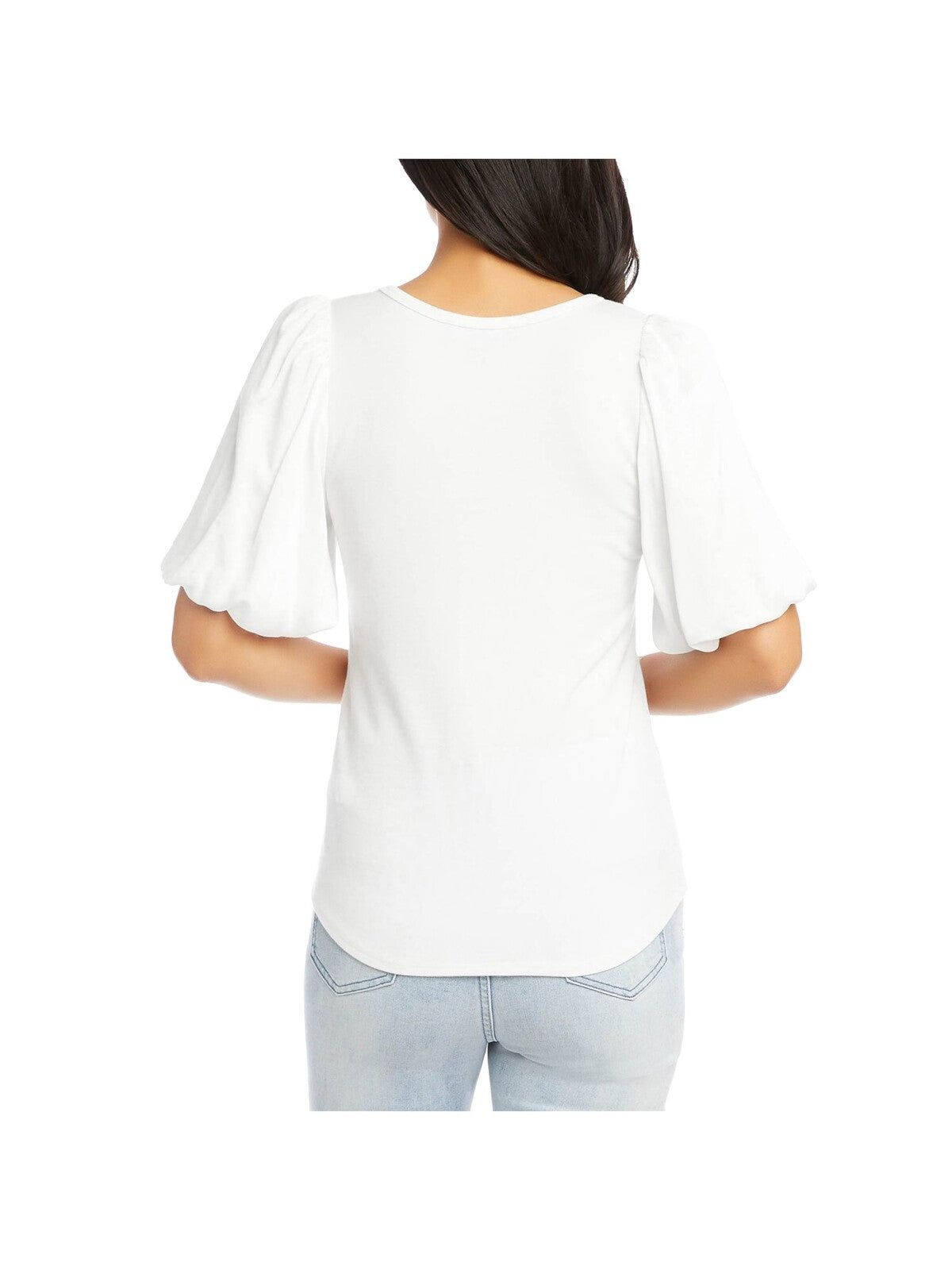 KAREN KANE Womens White Short Sleeve Scoop Neck Top S