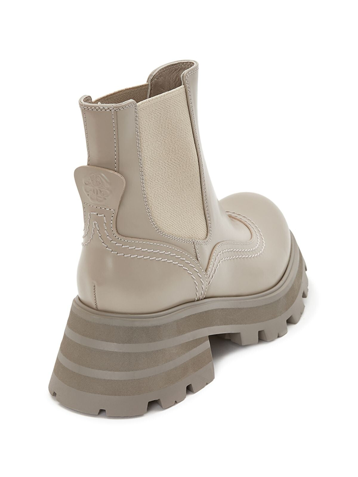 ALEXANDER MCQUEEN Womens Gray Platform 1-1/2" Pull Tab Logo Goring Lug Sole Round Toe Block Heel Leather Booties 40