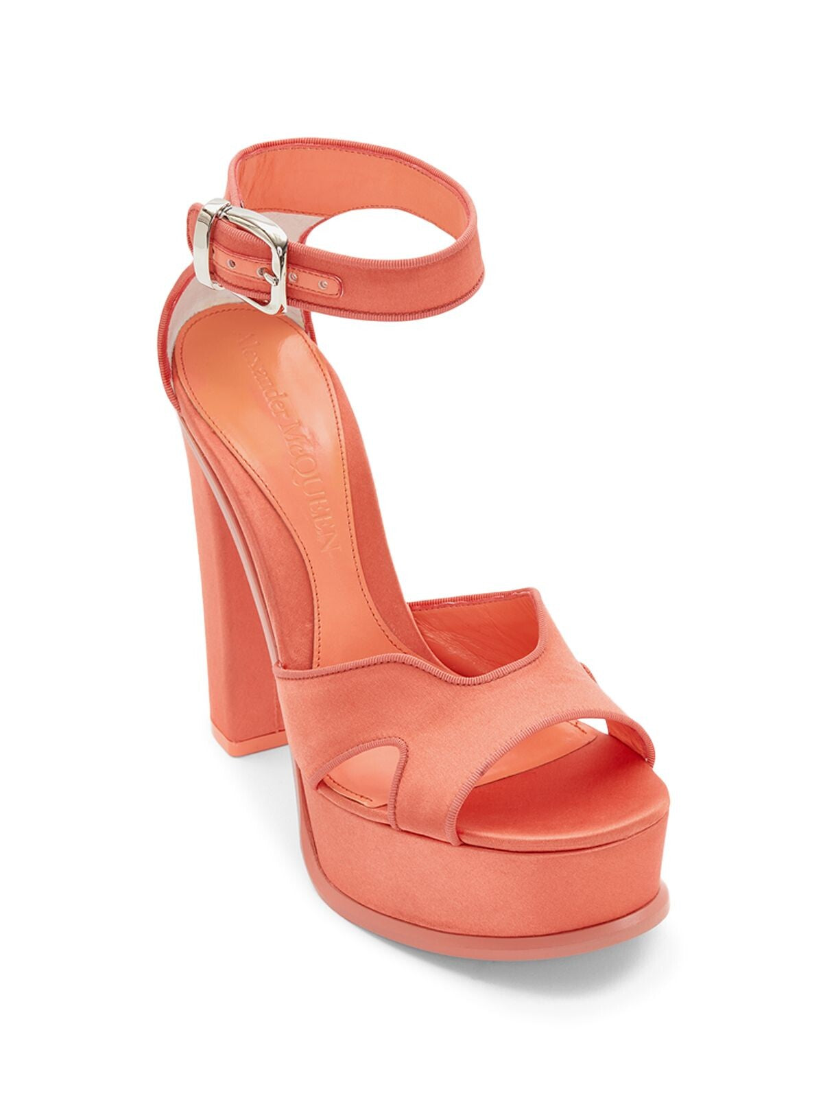 ALEXANDER MCQUEEN Womens Coral Platform 1-1/2" Ankle Strap Cushioned Round Toe Block Heel Buckle Heeled Sandal 40