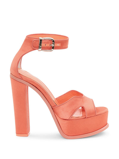 ALEXANDER MCQUEEN Womens Coral Platform 1-1/2" Ankle Strap Cushioned Round Toe Block Heel Buckle Heeled Sandal 37.5