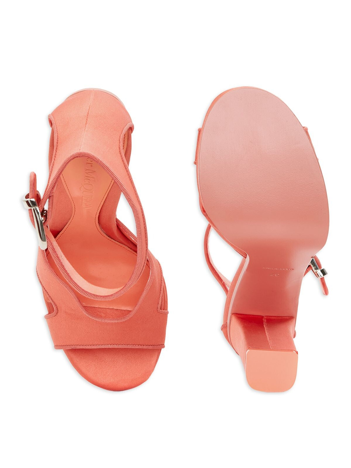 ALEXANDER MCQUEEN Womens Coral Platform 1-1/2" Ankle Strap Cushioned Round Toe Block Heel Buckle Heeled