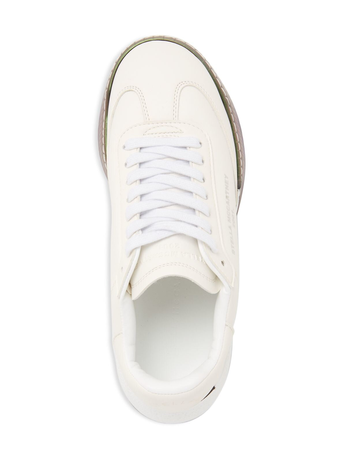 STELLAMCCARTNEY Womens White Iridescent Removable Insole Logo Loop Sm84 Round Toe Wedge Lace-Up Athletic Sneakers Shoes 38