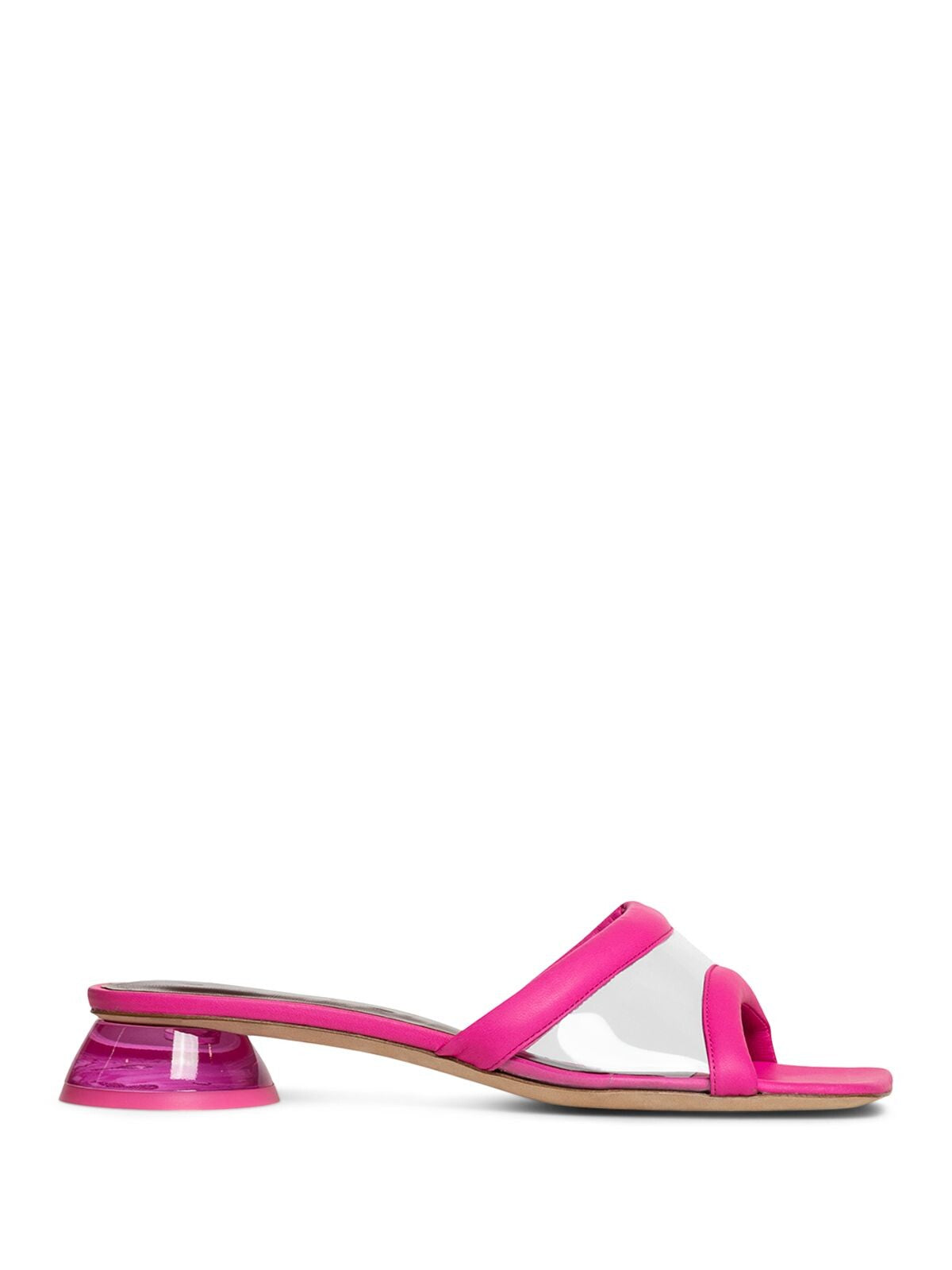 STAUD Womens Pink Pvc Clear Strap Translucent Heel Padded Simone Square Toe Block Heel Slip On Slide Sandals Shoes 37