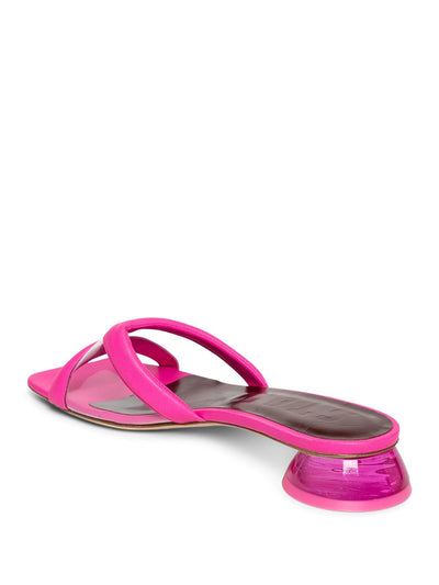 STAUD Womens Pink Pvc Clear Strap Translucent Heel Padded Simone Square Toe Block Heel Slip On Slide Sandals Shoes 37