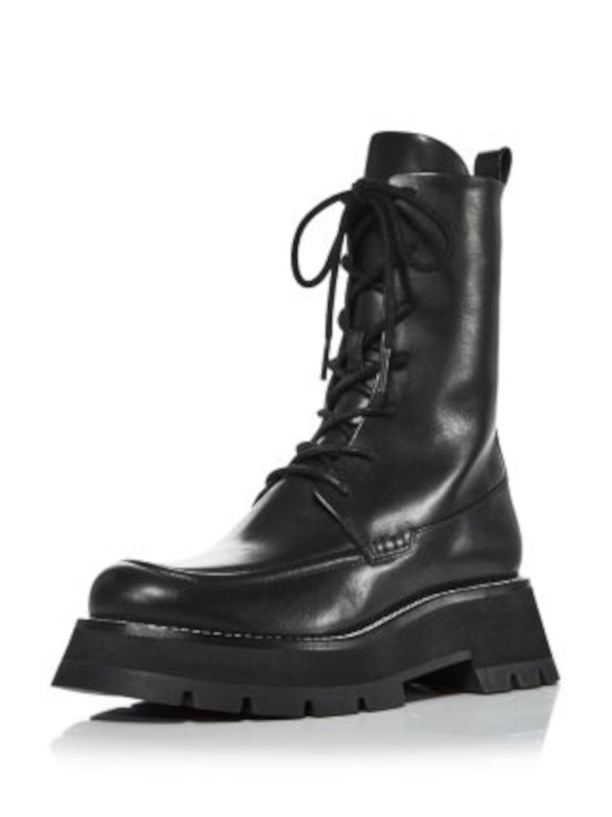 3.1 PHILLIP LIM Womens Black 1-1/2" Platform Pull Back-Tab Padded Kate Round Toe Wedge Lace-Up Leather Combat Boots 38