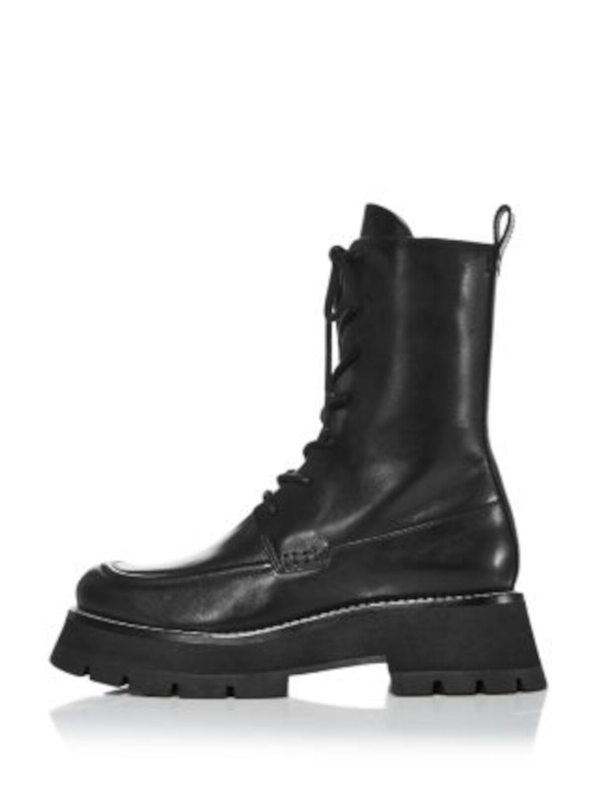 3.1 PHILLIP LIM Womens Black 1-1/2" Platform Pull Back-Tab Padded Kate Round Toe Wedge Lace-Up Leather Combat Boots 38