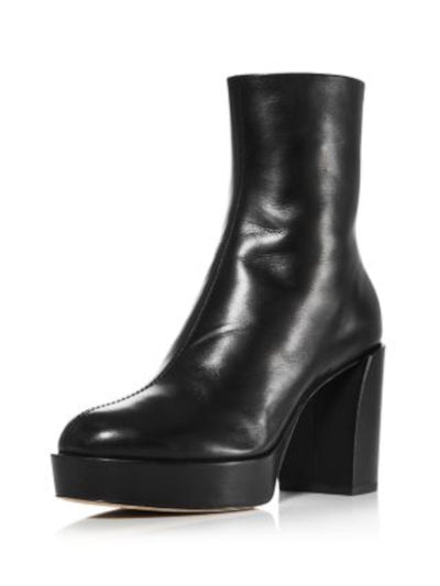 3.1 PHILLIP LIM Womens Black 1" Platform Padded Naomi Almond Toe Block Heel Zip-Up Leather Heeled Boots 37.5