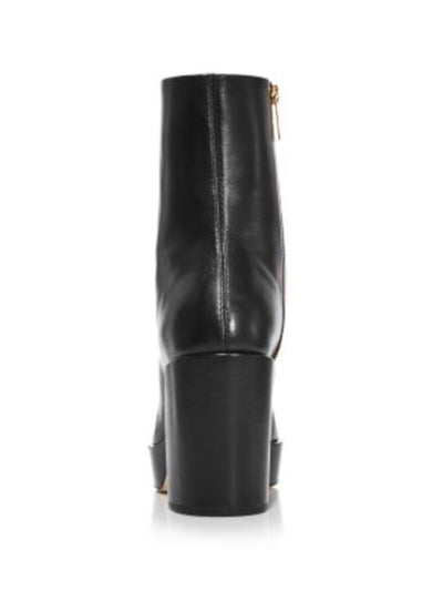 3.1 PHILLIP LIM Womens Black 1" Platform Padded Naomi Almond Toe Block Heel Zip-Up Leather Heeled Boots 37.5