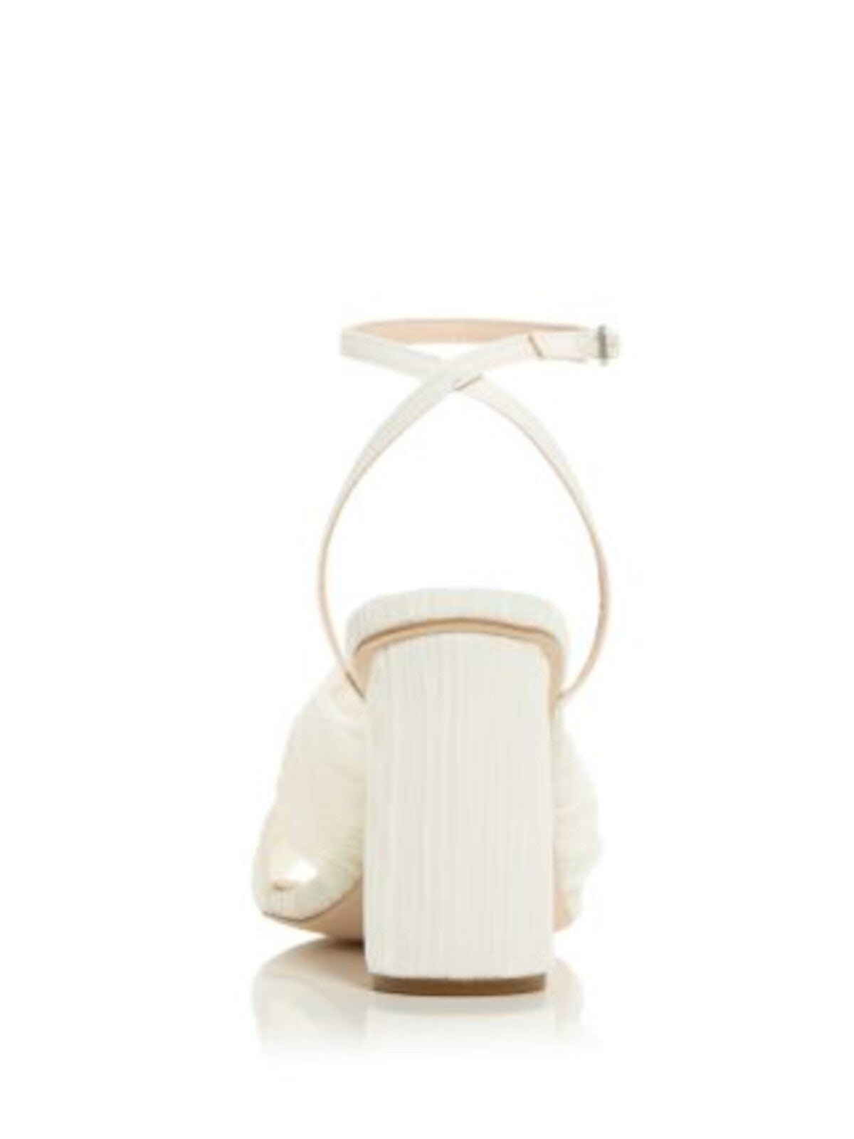 LOEFFLER RANDALL Womens Ivory Knotted Pleated Ankle Strap Padded Reed Round Toe Sculpted Heel Buckle Heeled Sandal 5