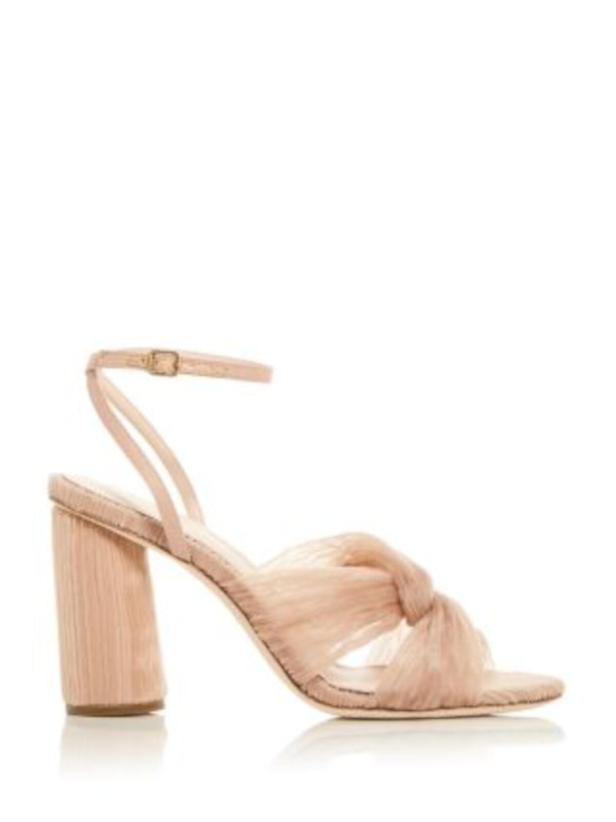 LOEFFLER RANDALL Womens Beige Knot Detail Padded Ankle Strap Reed Open Toe Sculpted Heel Buckle Heeled Sandal 6.5 B