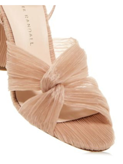 LOEFFLER RANDALL Womens Beige Knot Detail Padded Ankle Strap Randall Open Toe Sculpted Heel Buckle Heeled