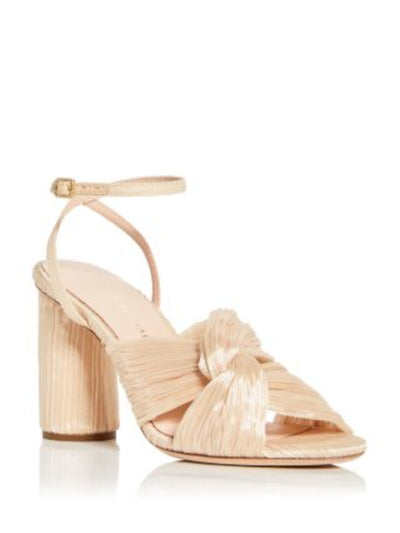 LOEFFLER RANDALL Womens Beige Knot Detail Padded Ankle Strap Reed Open Toe Sculpted Heel Buckle Heeled Sandal 10 B