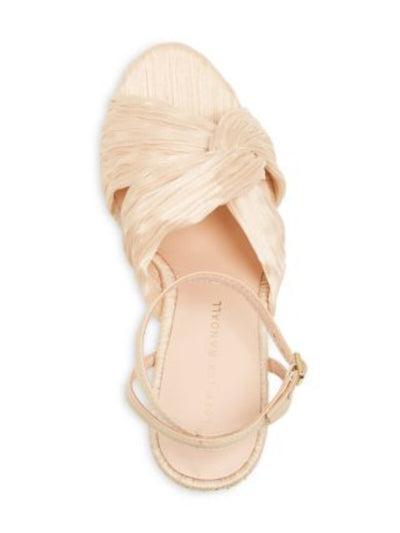 LOEFFLER RANDALL Womens Beige Knot Detail Padded Ankle Strap Reed Open Toe Sculpted Heel Buckle Heeled Sandal 10 B