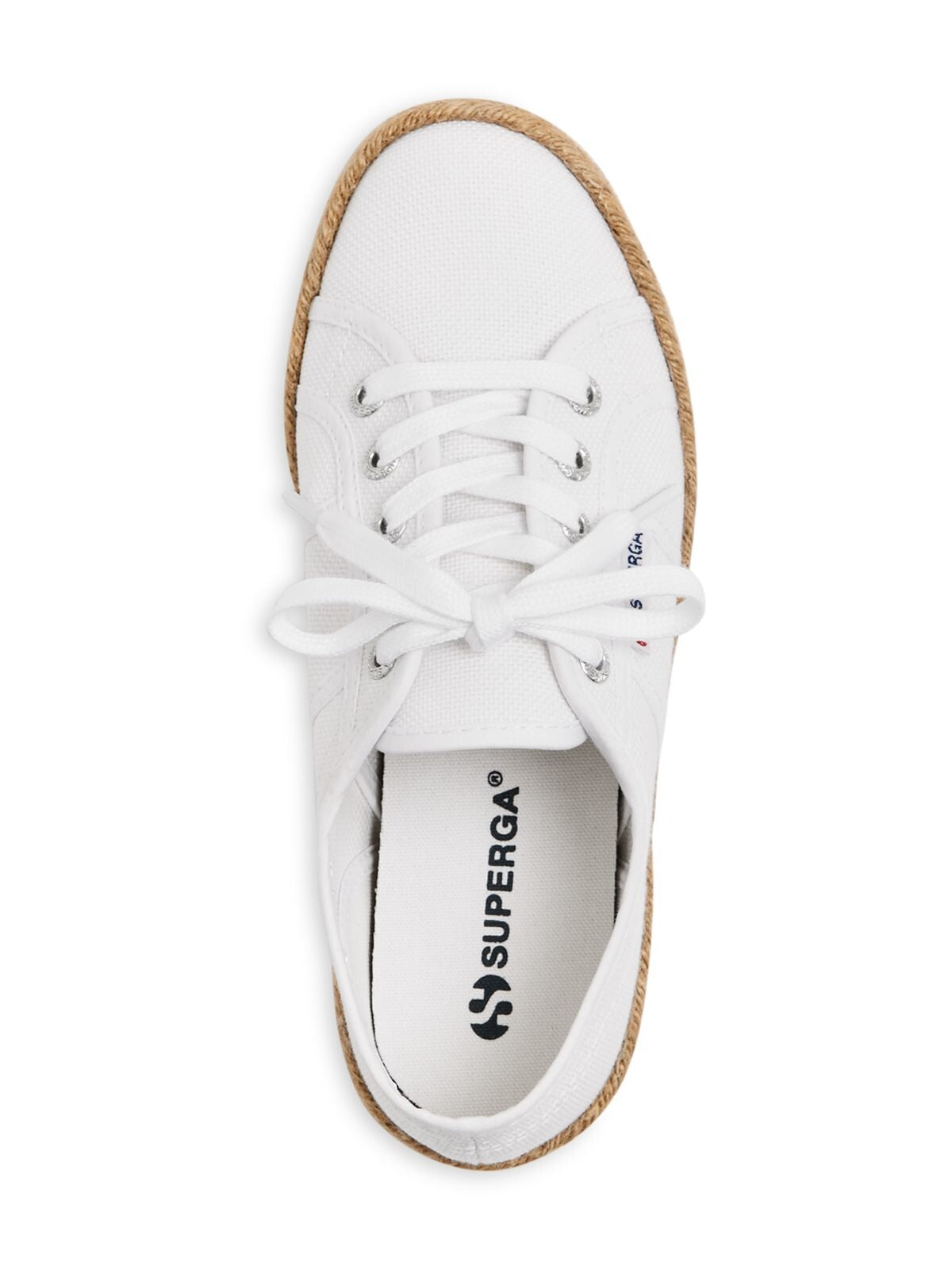 SUPERGA Womens White Woven Logo Round Toe Platform Lace-Up Athletic Sneakers 39