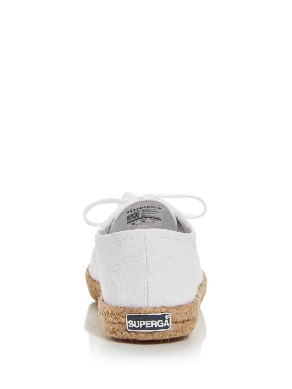 SUPERGA Womens White Woven Logo Round Toe Platform Lace-Up Athletic Sneakers Shoes 8.5