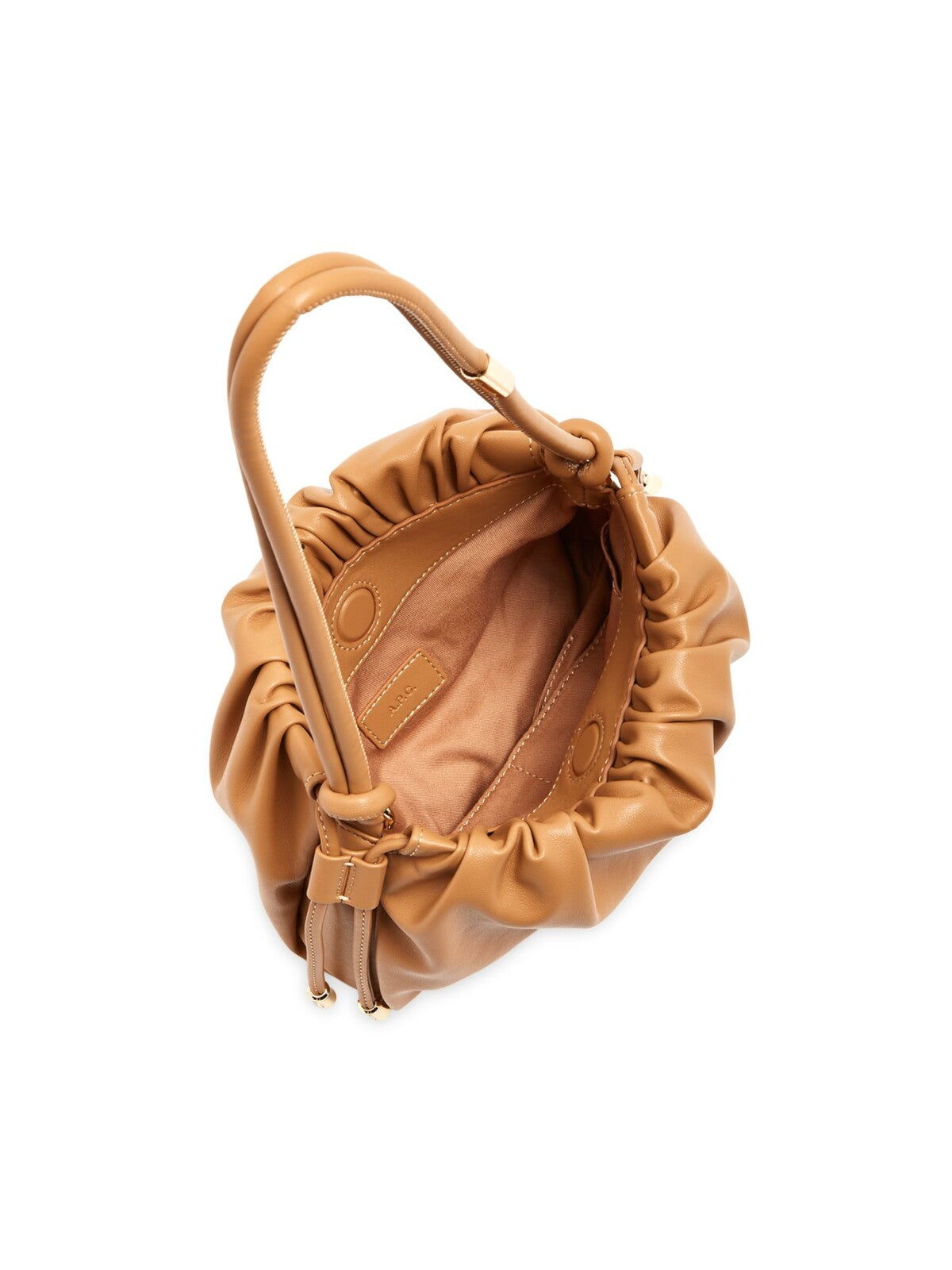 A.P.C. Women's Beige Ruched Solid Single Strap Shoulder Bag