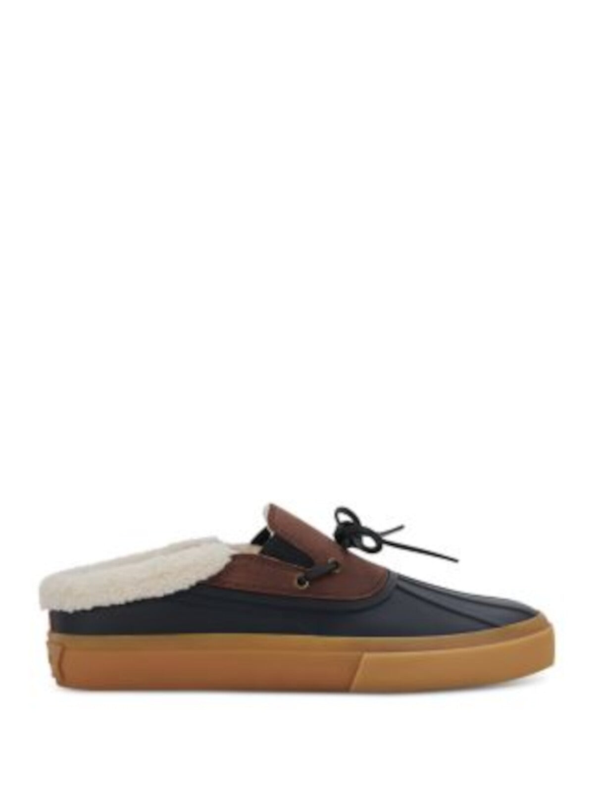 GREATS Mens Black Mixed Media Duck Style Goring Leather Water Resistant Bow Accent Padded Wooster Round Toe Slip On Mules 8.5