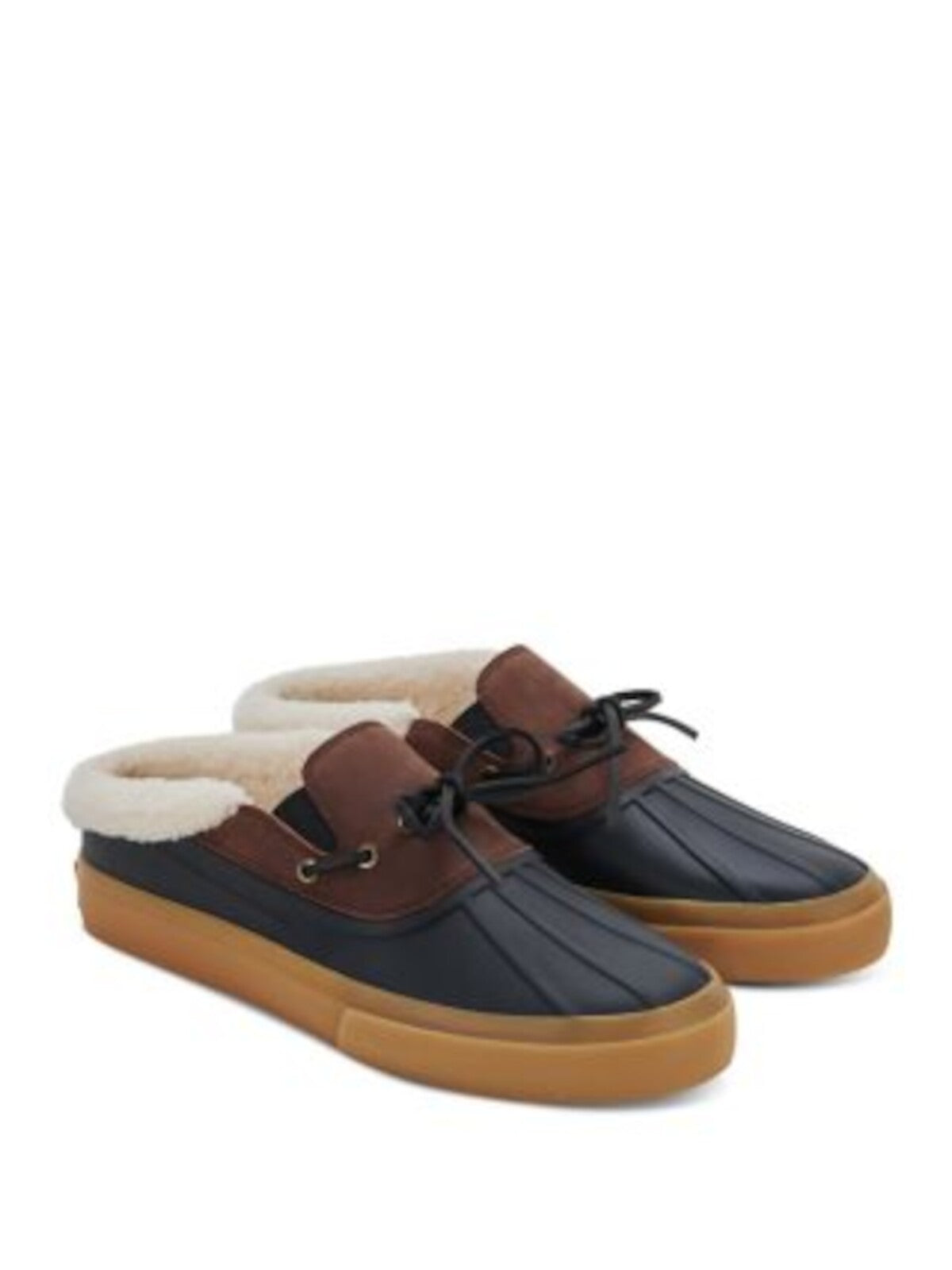 GREATS Mens Black Mixed Media Duck Style Goring Leather Water Resistant Bow Accent Padded Wooster Round Toe Slip On Mules 9.5